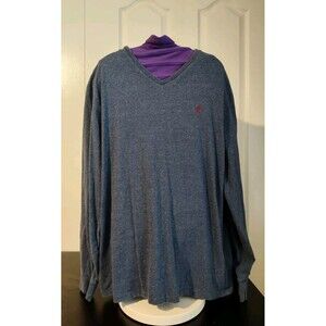 Polo Ralph Lauren Shirt Men's Large V-Neck Long Sleeve T-Shirt Soft Cotton